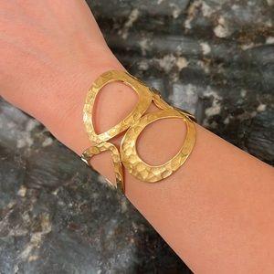 Gold Plated Cuff Bracelet, Brushed Finish